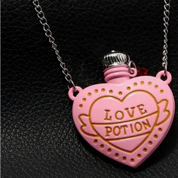 Love Potion Pink Bottle Necklace Heart Romance - Picture 8 of 9